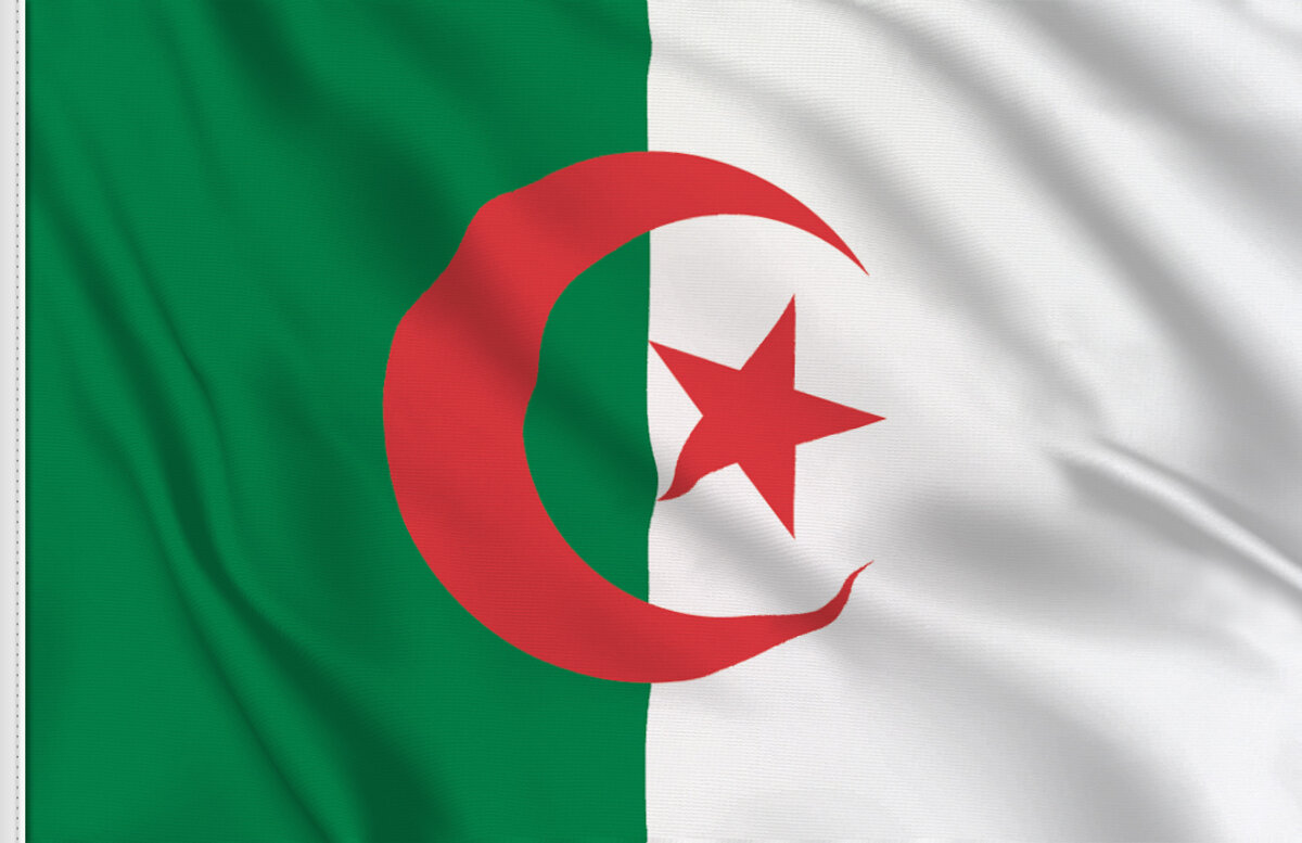 AZ FLAG Bandera de Mesa de Lujo de Argelia 22x15cm en Raso BANDEROLA de DESPACHO ARGELINA 15 x 22 cm 