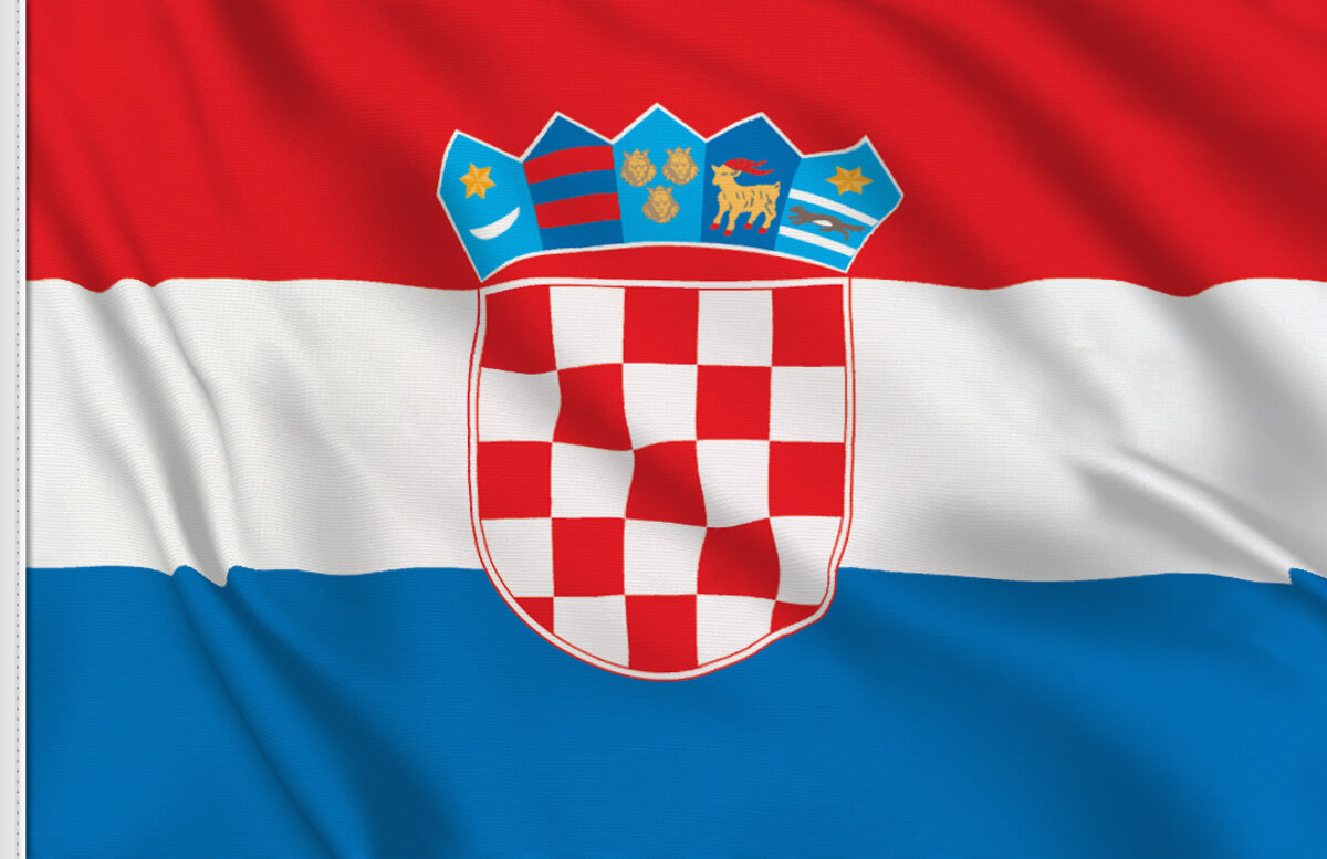 90x150cm Bandera Nacional Grande de Croacia con un Jefe para los desfiles Bar Escuela Deportes Eventos Celebraciones del Festival Home Office Decor Bandera de Croacia 3x5ft 