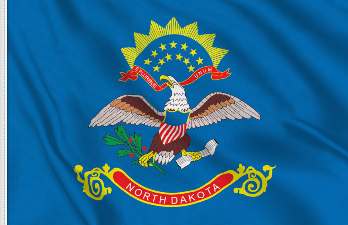 Porcelain State Flag Thimble Flower Flag Motto North Dakota Bird 