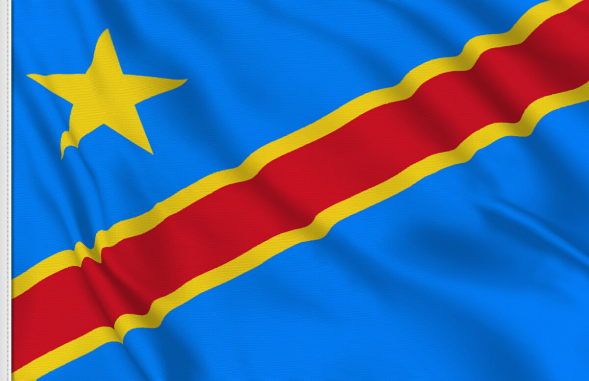 KONGOLESISCHE TISCHFAHNE 10 x 15 cm AZ FLAG TISCHFLAGGE DEMOKRATISCHE Republik des Kongo 15x10cm goldene splitze flaggen 